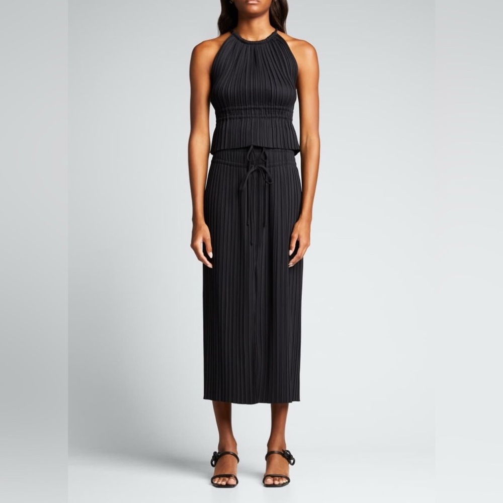 A.L.C. Black Pleated Midi Dress Set
